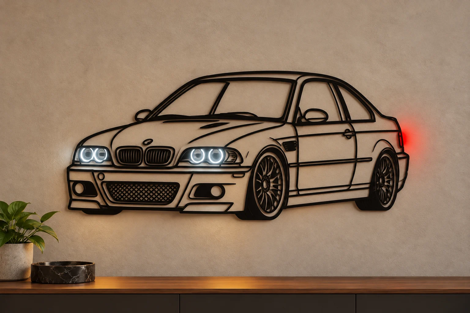 BMW E46 illuminated car wall decor
