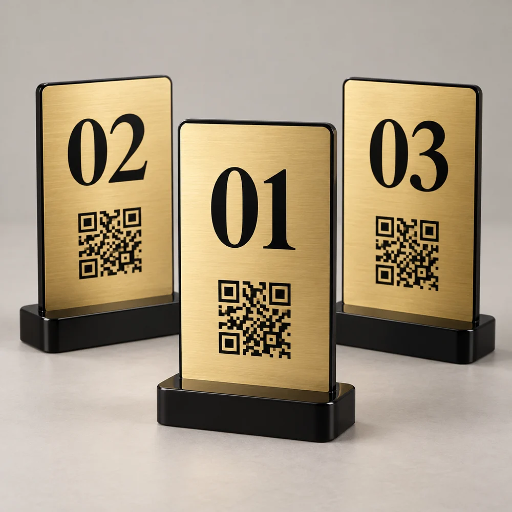 طقم ١٠ حوامل أرقام طاولات ورمز QR